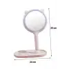 New Kedi Kulaklı Telefon Standlı Yuvarlak Dokunmatik Led Ayarlı Masa Üstü Makyaj Aynası
