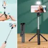 New Kendiliğinden Işıklı Masaüstü Tripod Olabilen Telefon Tutuculu Kablosuz Kumandalı Selfie Çubuğu