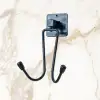 New Kendiliğinden Yapışkanlı Siyah Paslanmaz Metal Bornoz ve Havlu Askılığı