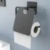 New Kendiliğinden Yapışkanlı Siyah Paslanmaz Metal Kapaklı Tuvalet Kağıtlığı Aparatı