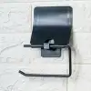 New Kendiliğinden Yapışkanlı Siyah Paslanmaz Metal Kapaklı Tuvalet Kağıtlığı Aparatı
