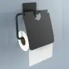 New Kendiliğinden Yapışkanlı Siyah Paslanmaz Metal Kapaklı Tuvalet Kağıtlığı Aparatı