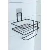 New Kendiliğinden Yapışkanlı Tuvalet Kağıdı Tutacağı ve Yedek Raf - Siyah Modern Metal Tasarım
