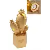 New Led Işıklı Sevimli Kaktüs Dekoratif Masa Lambası Mini Biblo Gece Lambası Gold