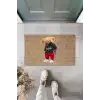 Dekoratif Dijital Maskeli Ayıcık Bej Kapı Paspası Dış Mekan Paspas K-3179