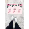 Dijital Baskı Açık Pembe Üç Kedili Desen Kapı Önü Paspası K-1026