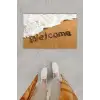 Dijital Baskı Dekoratif Welcome Beyaz Kapı Önü Paspası K-1253