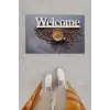 Dijital Baskı Dekoratif Welcome Koyu Gri Kapı Önü Paspası K-1251