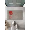 Dijital Baskı Gri Kırmızı Kalpli Dogs Dekoratif Kapı Paspası K-2073