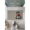 Dijital Baskı Gri Love Dogs Köpekli Dekoratif Kapı Paspası K-2071