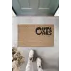 Dijital Baskı Kahverengi Kedili Cute Cats Dekoratif Kapı Paspası K-2062