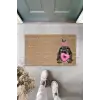 Dijital Baskı Kahverengi Love Sweet Pembe Uzun Kulaklı Köpek Dekoratif Kapı Paspası K-2056