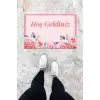 Dijital Baskı Pembe Gül Desen Kapı Önü Paspası K-1011