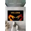 Dijital Baskı Siyah Welcome Ejderha Paspas K-2110