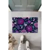 Dijital Büyük Çiçekler Mor Kapı Paspası Dış Mekan Paspas K-3067
