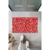 Dijital Küçük Çiçekler Kırmızı Kapı Paspası Dış Mekan Paspas K-3103