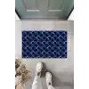 Koyu Mavi Kapı Önü Paspası Büyük Kareler Desen  K-3231