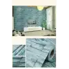Mavi Tuğla Taş Desenli Kendinden Yapışkanlı 3d Duvar Raf Kapı Kaplama Kağıdı 3 Metre 60 Cm
