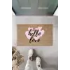 Pembe Kapı Önü Paspası Hello Love Desen  K-3291