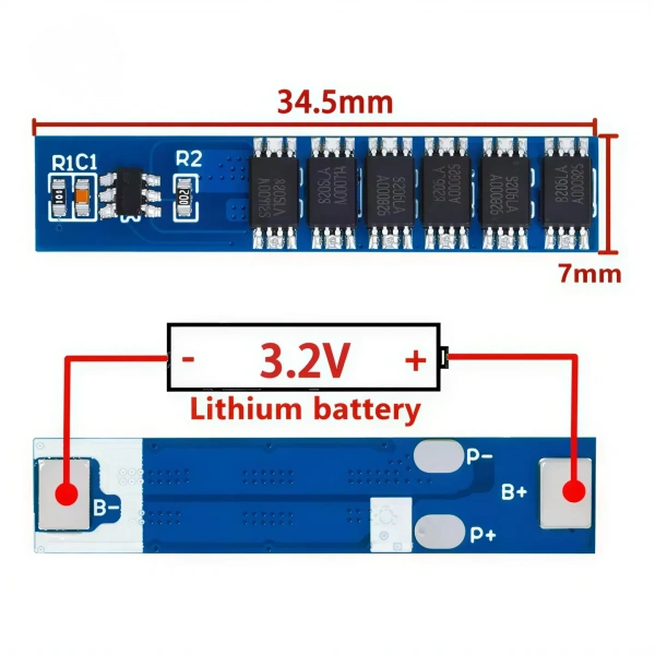 1S 15A 3.2V LiFePO4 BMS Batarya Koruma Devresi