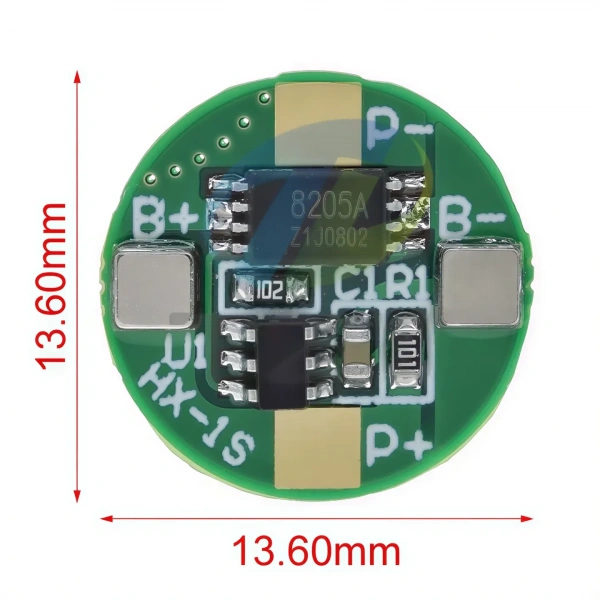 1S 2.5A 3.7V Li-ion Li-Po Yuvarlak BMS Batarya Koruma Devresi