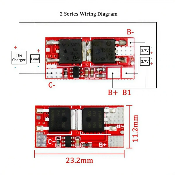 2S 10A 7.4V Li-ion Li-Po Balanssız BMS Batarya Koruma Devresi