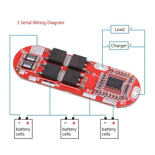 3S 25A 11.1V Li-ion Li-Po Balanslı Kırmızı BMS Batarya Koruma Devresi
