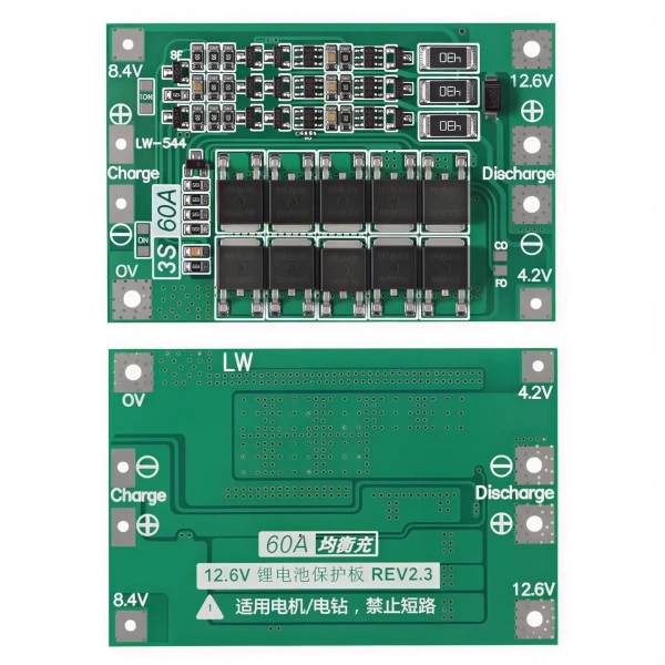 3S 60A 12.6 V Li-ion Li-Po Balanslı BMS Batarya Koruma Devresi