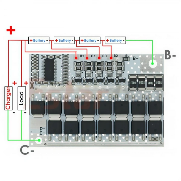 4S 100A 12.8V LiFePO4 Balanslı Beyaz PCB BMS Batarya Koruma Devresi