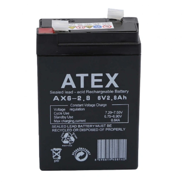 Atex AX6-2.8 6V 2.8Ah Bakımsız Kuru Akü