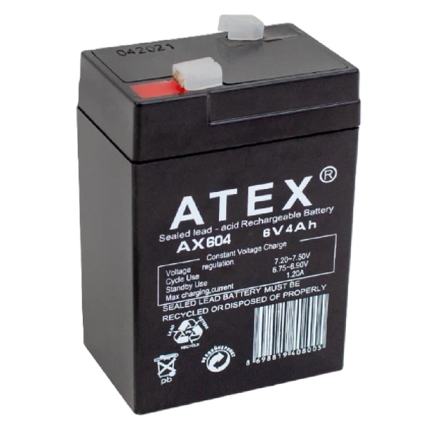 ATEX AX-604 6V 4Ah Bakımsız Kuru Akü