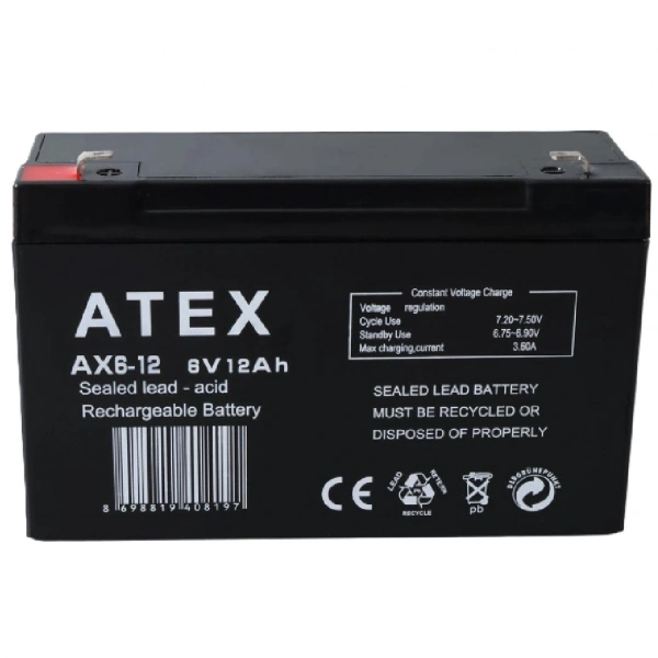 ATEX AX6-12 6V 12Ah Bakımsız Kuru Akü