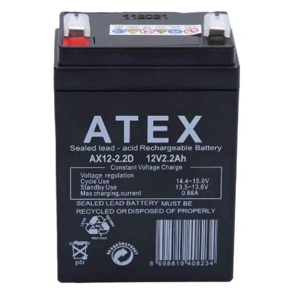 ATEX AX12-2.2 12V 2.2Ah Dik Tip Bakımsız Kuru Akü