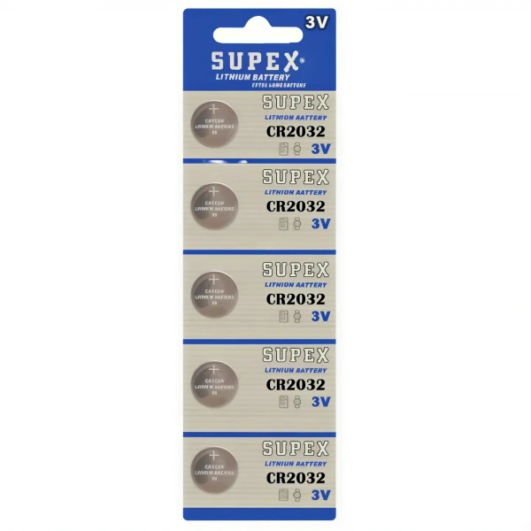 Supex CR2032 3V Lityum Düğme Pil 5li Kart
