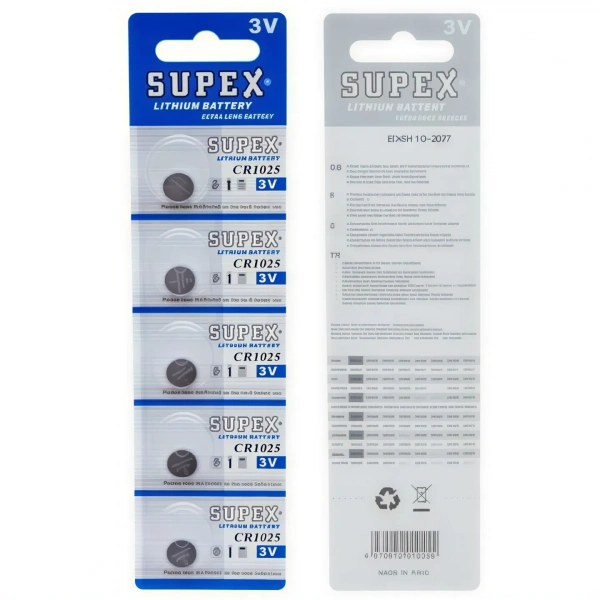 Supex CR1025 3V Lityum Düğme Pil 5li Kart
