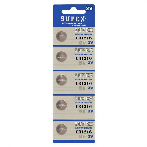 Supex CR1216 3V Lityum Düğme Pil 5li Kart
