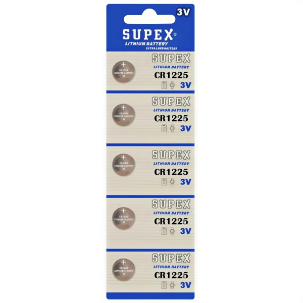 Supex CR1225 3V Lityum Düğme Pil 5li Kart