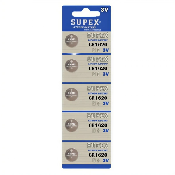 Supex CR1620 3V Lityum Düğme Pil 5li Kart