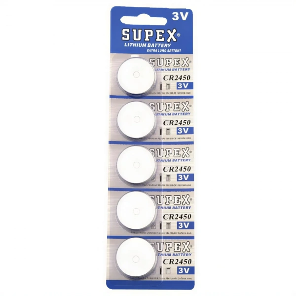 Supex CR2450 3V Lityum Düğme Pil 5li Kart