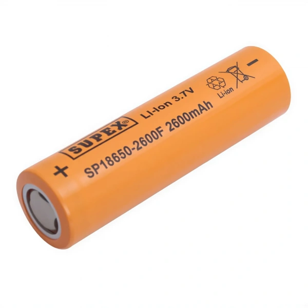 Supex SP18650-2600F 3.7V 2600mAh Li-ion Düz Kafa Pil