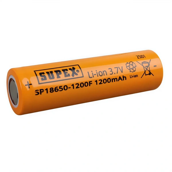 Supex SP18650-1200F 3.7V 1200mAh Li-ion Düz Kafa Pil