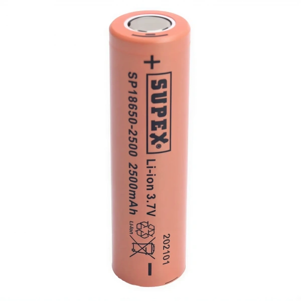 Supex SP18650-2500 3.7V 2500mAh Li-ion Düz Kafa Pil