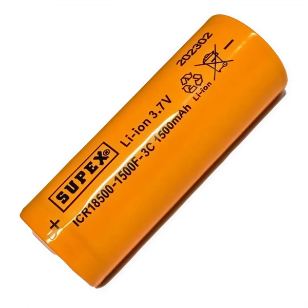 Supex ICR18500-1500F-3C 3.7V 1500mAh Li-ion Düz Kafa Pil