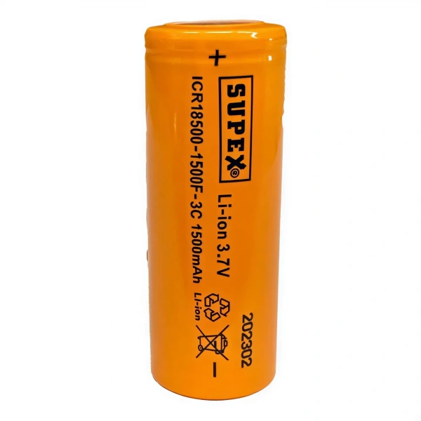 Supex ICR18500-1500F-3C 3.7V 1500mAh Li-ion Düz Kafa Pil