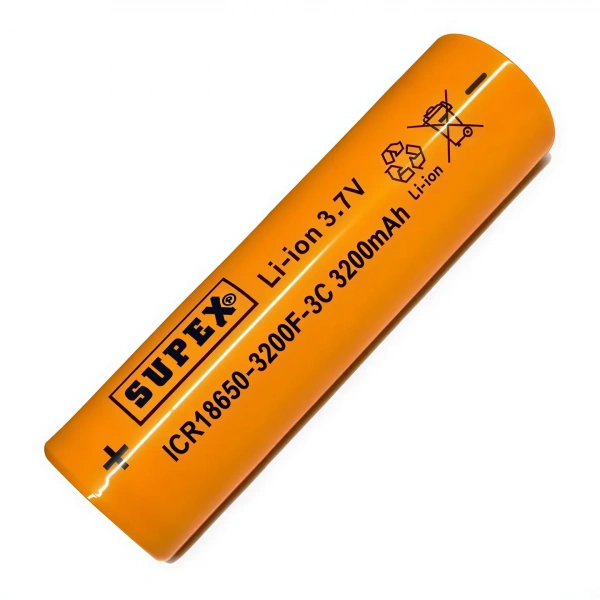 Supex ICR18650-3200F-3C 3.7V 3200mAh Li-ion Düz Kafa (Başsız) Pil