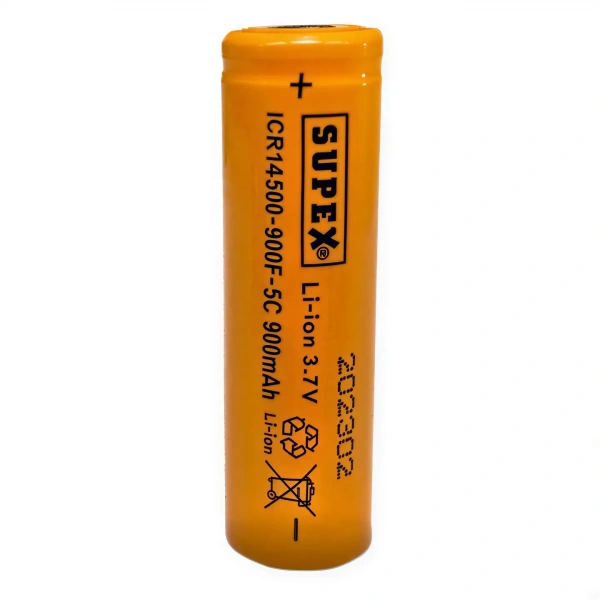 Supex ICR14500-900F-5C 3.7V 900mAh Li-ion Düz Kafa (Başsız) Pil