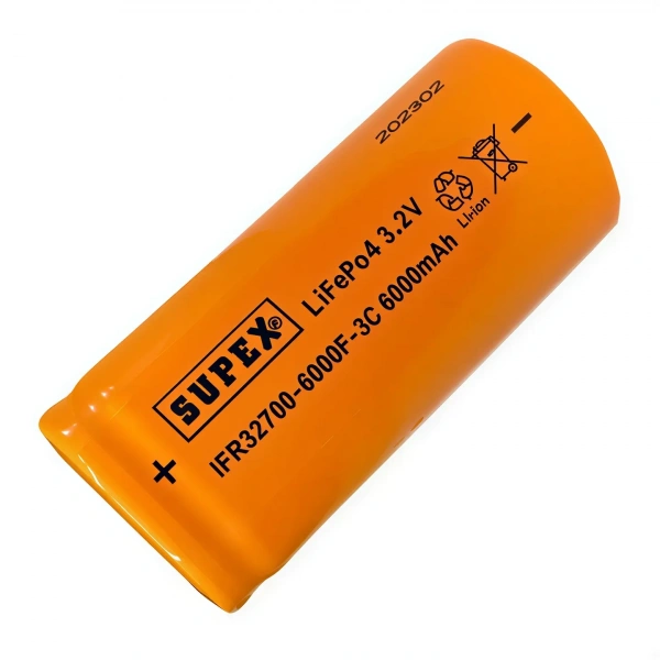 Supex IFR32700-6000F-3C 3.2V 6000mAh LiFePO4 Düz Kafa (Başsız) Pil