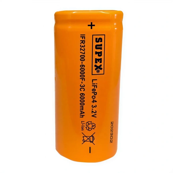 Supex IFR32700-6000F-3C 3.2V 6000mAh LiFePO4 Düz Kafa (Başsız) Pil