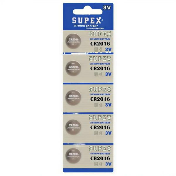 Supex CR2016 3V Lityum Düğme Pil 5li Kart