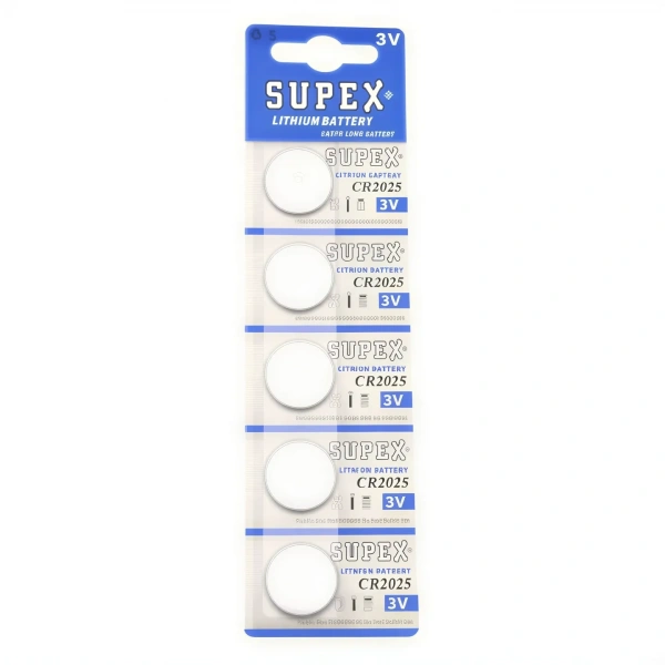 Supex CR2025 3V Lityum Düğme Pil 5li Kart